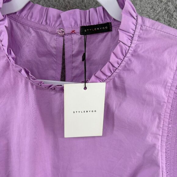 StyleByGG Lilac Ruffle Sleeve Cotton Top Small NWT - Picture 12 of 12